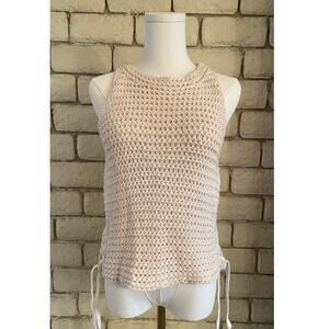 GAP Crochet Knit Sleeveless Tank Top - Side Tie Lace Up - Cream - Size XS